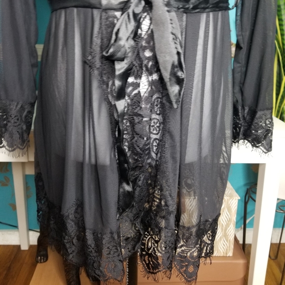 RS Love Sheer Lace Short Robe Black - Picture 4 of 13